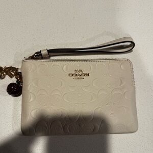 Coach Leather Wristlet Color Bone with Gold Detail NWOT